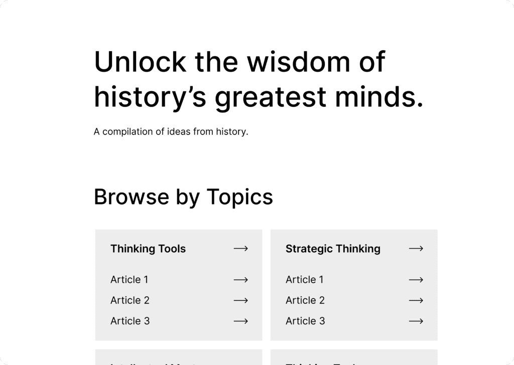 Article main page wireframe