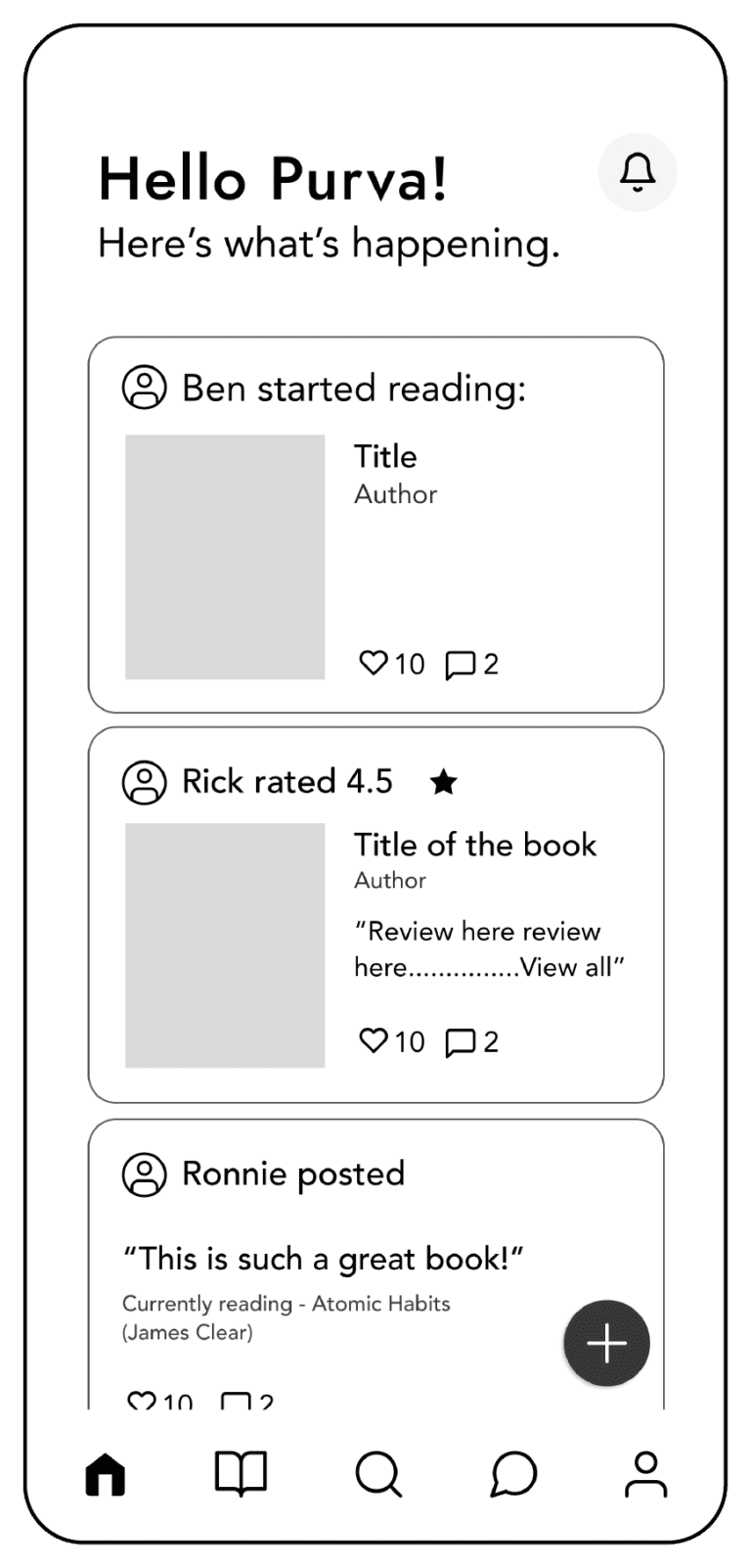After - With button to post thoughts