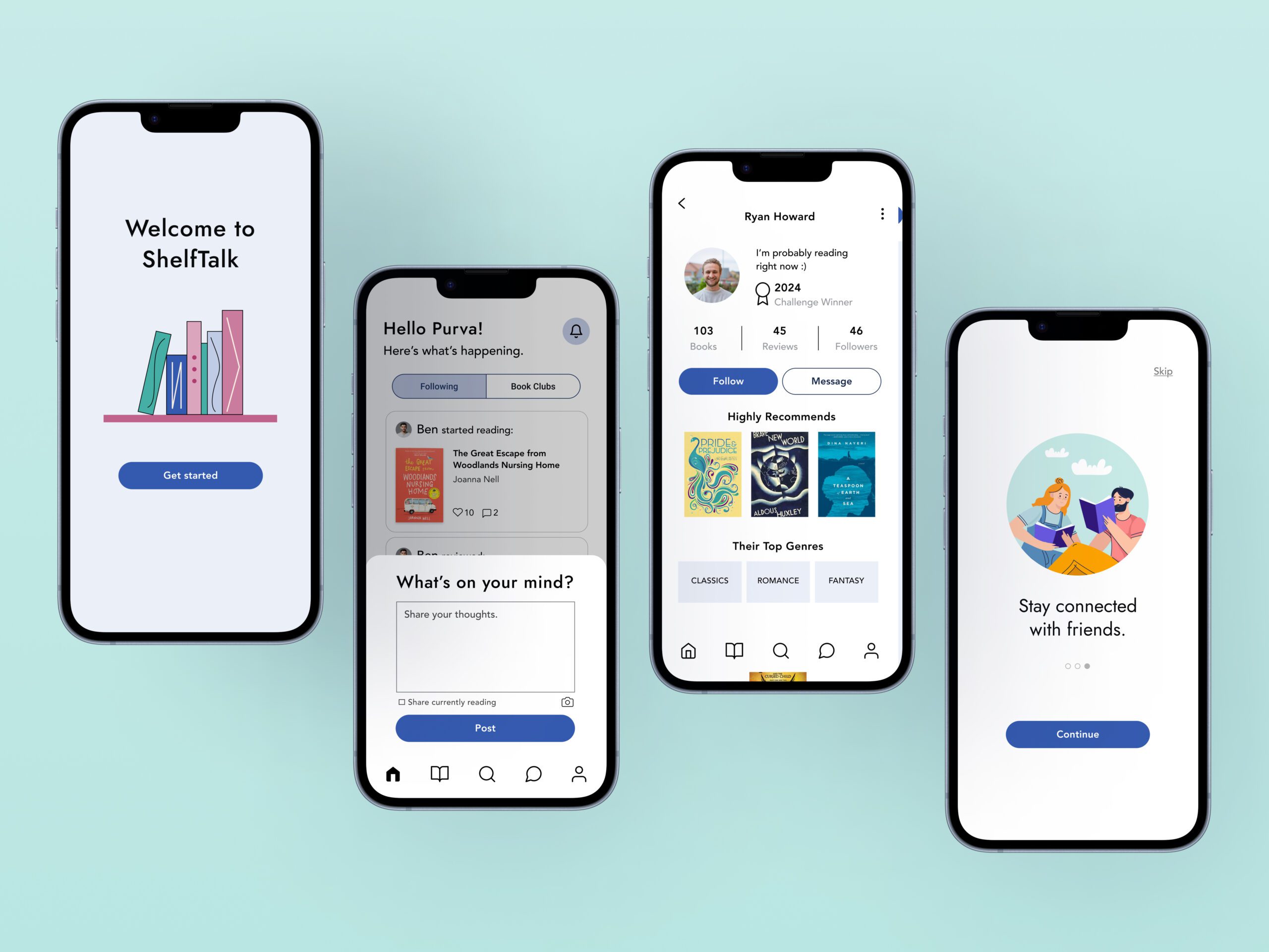 4 Screens for ShelfTalk app